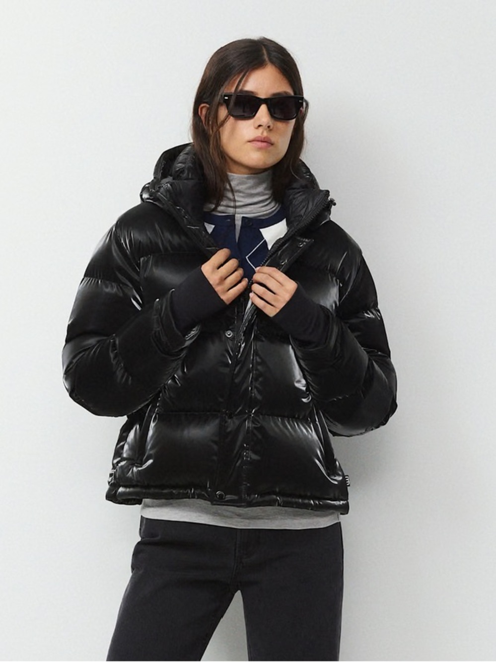 Aritzia Super Puff Black Iridescent